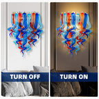 Azure Flame Blown Glass Wall Sconce Light Blue Orange Artistic Handcrafted Glass Bedside Lamp Hallway Wall Light