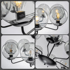 12-Light Smoke Gray Glass Bubble Globe Chandelier Mid-Century Modern Pendant Ceiling Light for Dining Room Kitchen Island