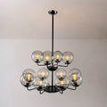 12-Light Smoke Gray Glass Bubble Globe Chandelier Mid-Century Modern Pendant Ceiling Light for Dining Room Kitchen Island