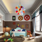 Multi-Color Ribbed Blown Glass Bubble Chandelier Cluster Glass Ball  Artistic Pendant Light