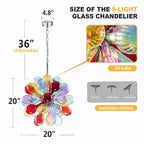Multi-Color Ribbed Blown Glass Bubble Chandelier Cluster Glass Ball  Artistic Pendant Light