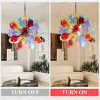 Multi-Color Ribbed Blown Glass Bubble Chandelier Cluster Glass Ball  Artistic Pendant Light