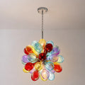 Multi-Color Ribbed Blown Glass Bubble Chandelier Cluster Glass Ball  Artistic Pendant Light