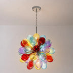 Multi-Color Ribbed Blown Glass Bubble Chandelier Cluster Glass Ball  Artistic Pendant Light