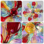 Multi-Color Ribbed Blown Glass Bubble Chandelier Cluster Glass Ball  Artistic Pendant Light