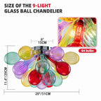 Hand-Blown Rainbow Glass Bubble Semi-Flush Chandelier Multicolor Striped Ceiling Light
