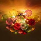 Hand-Blown Rainbow Glass Bubble Semi-Flush Chandelier Multicolor Striped Ceiling Light