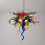 Vibrant Multi-Color Blown Glass Sculpture Chandelier Luxury Art Glass Hanging Lamp