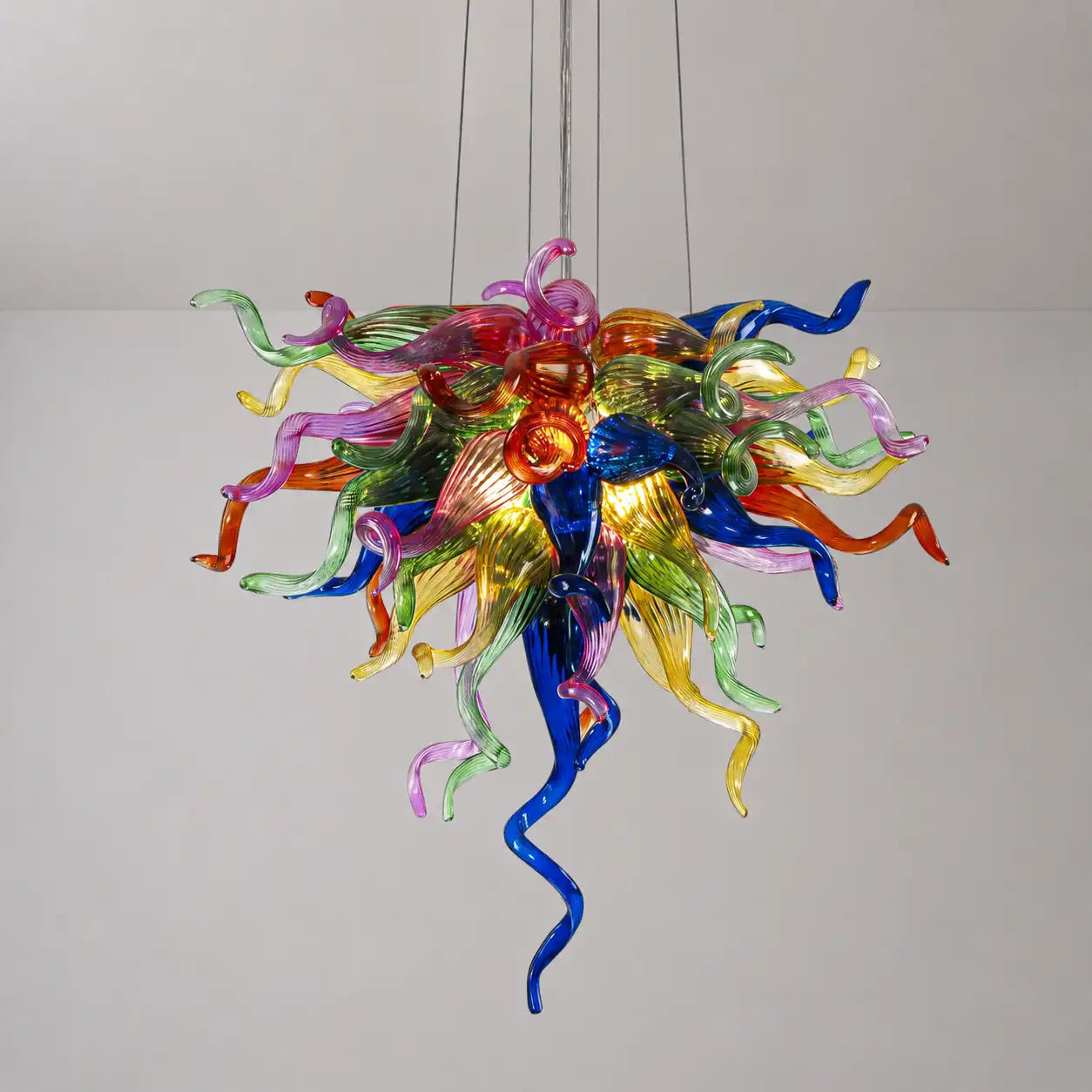 Vibrant Multi-Color Blown Glass Sculpture Chandelier Luxury Art Glass Hanging Lamp