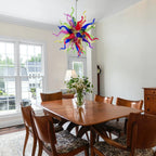 Hand-Blown Rainbow Starburst Glass Chandelier Vibrant Sculptural Art Pendant Lighting