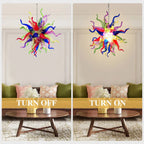 Hand-Blown Rainbow Starburst Glass Chandelier Vibrant Sculptural Art Pendant Lighting
