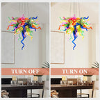 Vibrant Multi-Color Blown Glass Sculpture Chandelier Luxury Art Glass Hanging Lamp