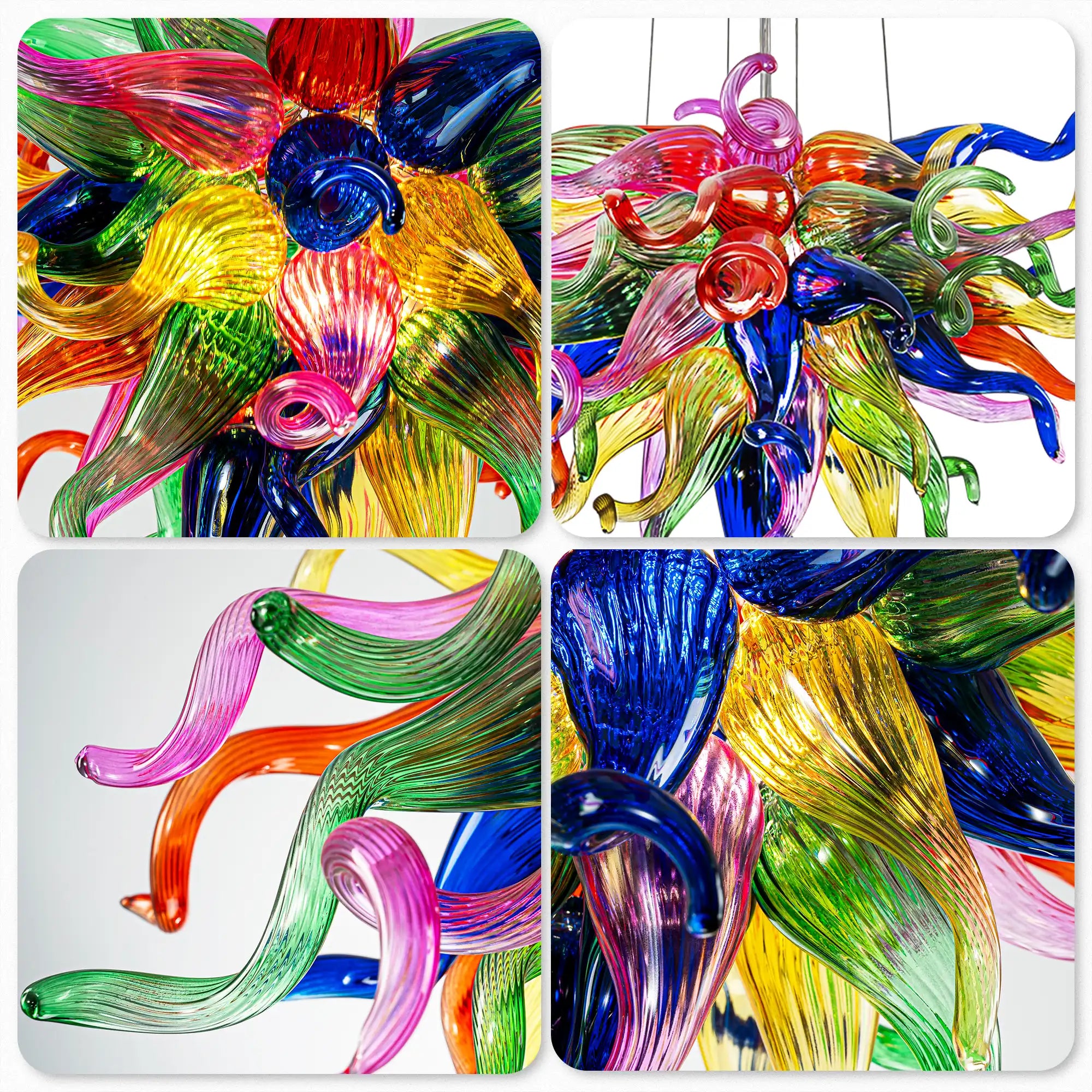 Vibrant Multi-Color Blown Glass Sculpture Chandelier Luxury Art Glass Hanging Lamp