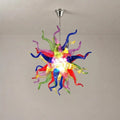 Hand-Blown Rainbow Starburst Glass Chandelier Vibrant Sculptural Art Pendant Lighting