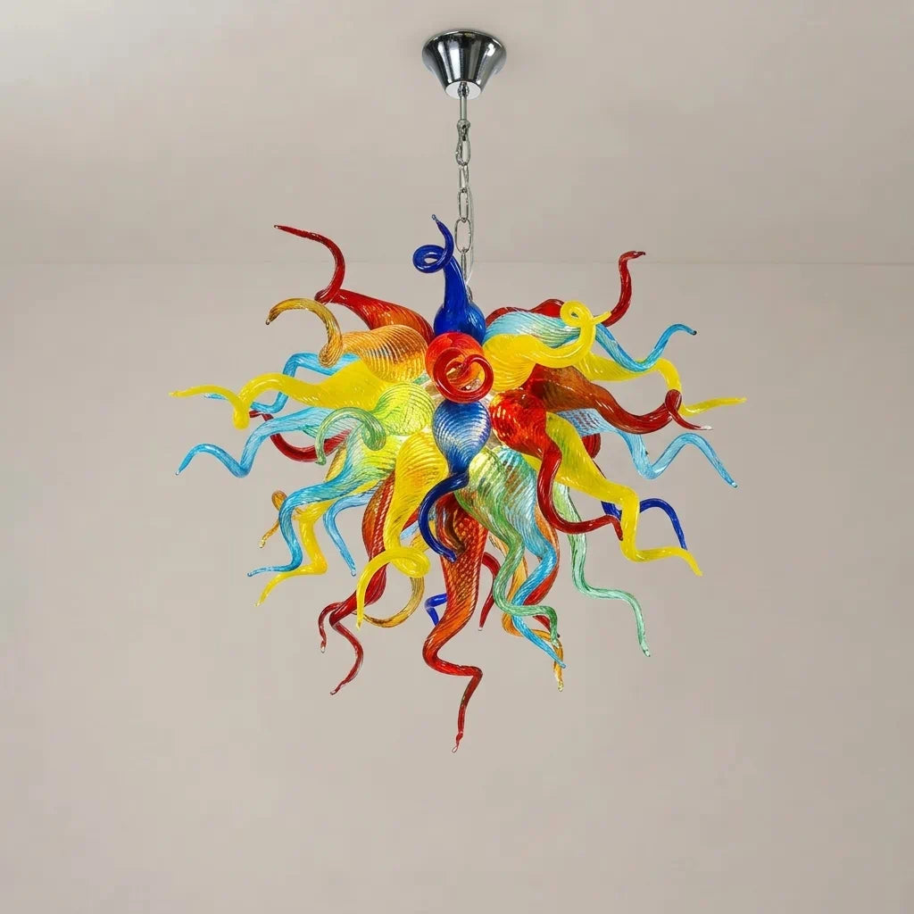 Murano-Inspired Multicolor Blown Glass Chandelier Chihuly-Style Multi-Colors Artistic Pendant Light