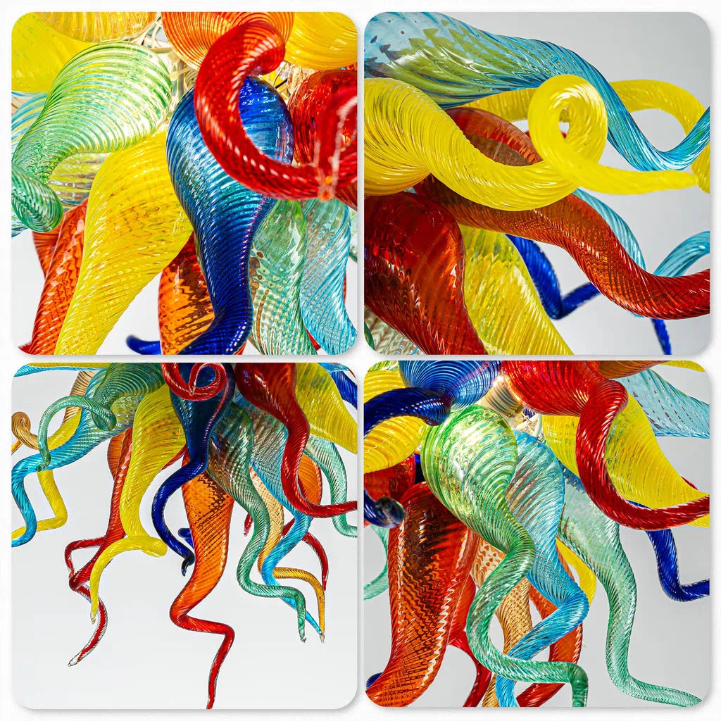 Murano-Inspired Multicolor Blown Glass Chandelier Chihuly-Style Multi-Colors Artistic Pendant Light