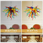 Murano-Inspired Multicolor Blown Glass Chandelier Chihuly-Style Multi-Colors Artistic Pendant Light
