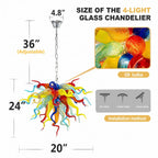 Murano-Inspired Multicolor Blown Glass Chandelier Chihuly-Style Multi-Colors Artistic Pendant Light