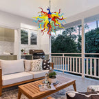 Murano-Inspired Multicolor Blown Glass Chandelier Chihuly-Style Multi-Colors Artistic Pendant Light