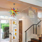 Murano-Inspired Multicolor Blown Glass Chandelier Chihuly-Style Multi-Colors Artistic Pendant Light