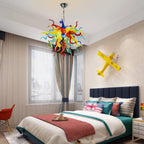 Murano-Inspired Multicolor Blown Glass Chandelier Chihuly-Style Multi-Colors Artistic Pendant Light