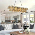 Large Oval Blown Glass Bubble Chandelier Talia Modern Cloud Brown Globe Pendant Light Luxury Hanging Ceiling Fixture