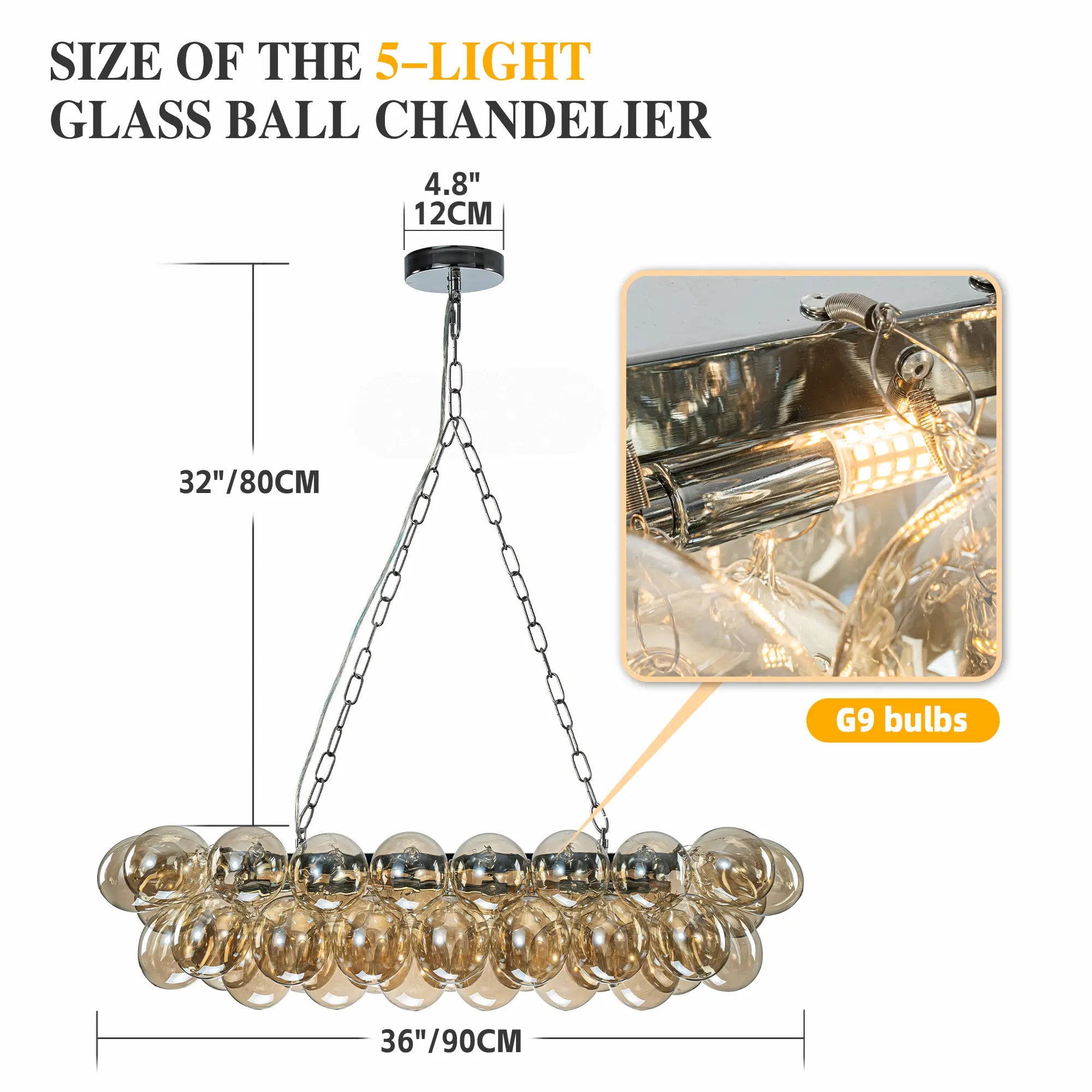 Large Oval Blown Glass Bubble Chandelier Talia Modern Cloud Brown Globe Pendant Light Luxury Hanging Ceiling Fixture