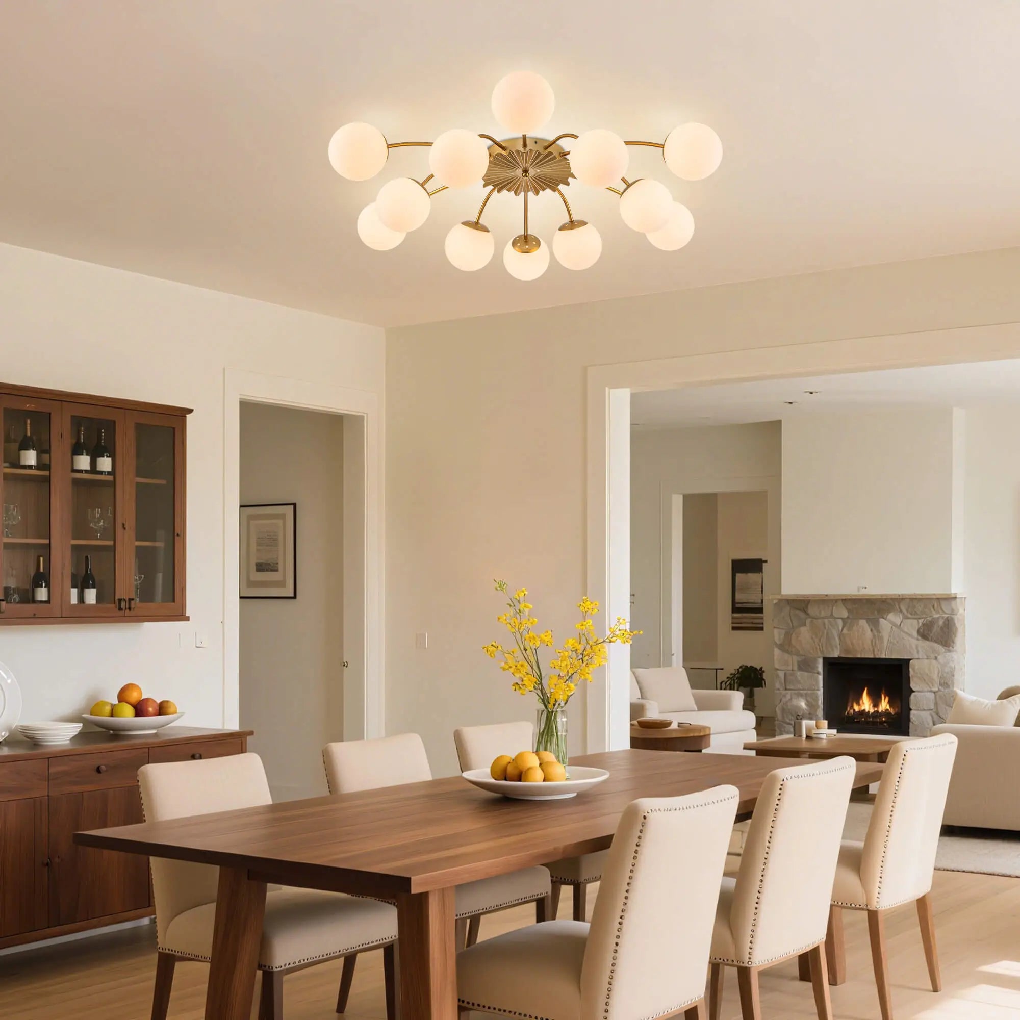 Modern Bubble Globe Semi Flush Mount Ceiling Light Contemporary Glass Ball Chandelier