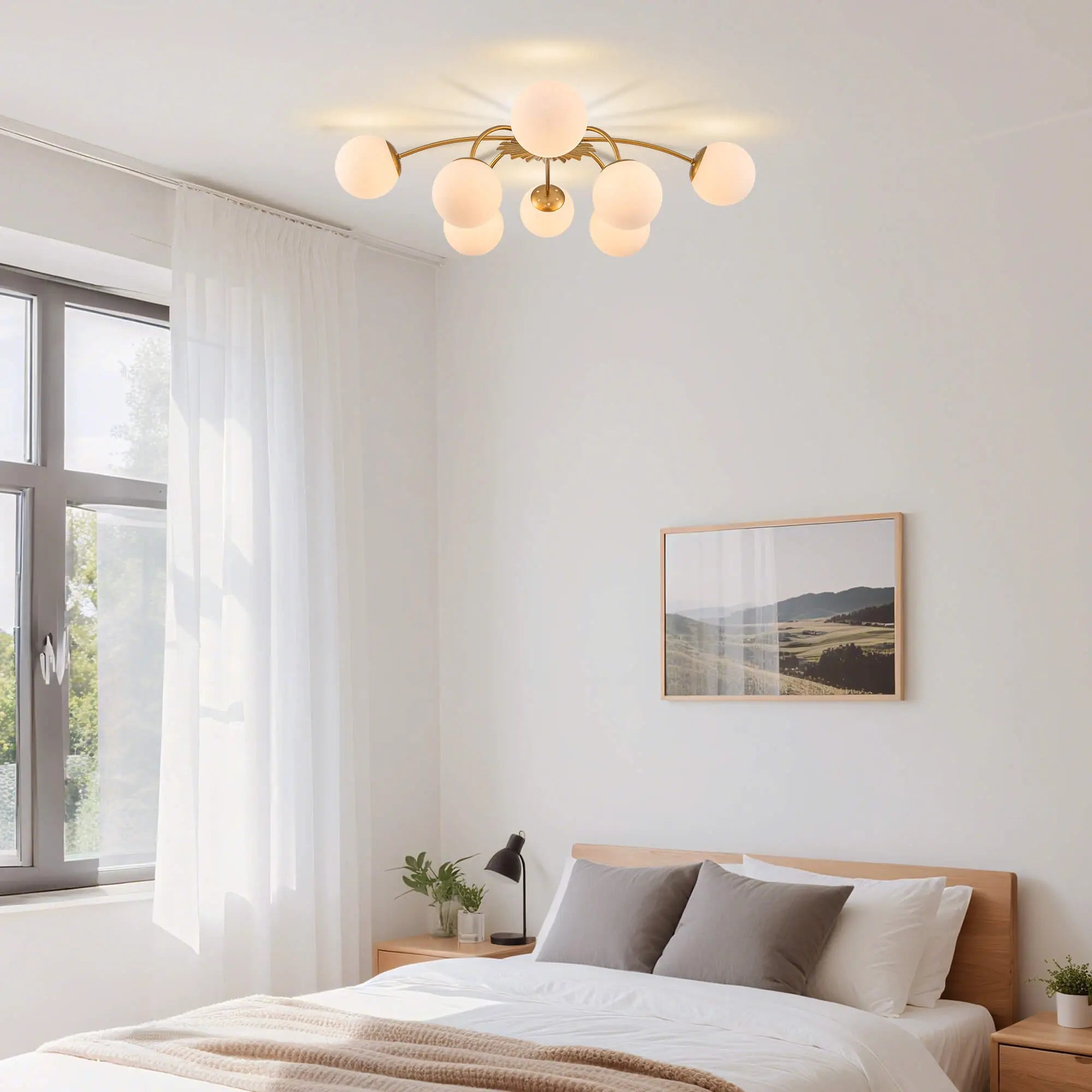 Modern Bubble Globe Semi Flush Mount Ceiling Light Contemporary Glass Ball Chandelier