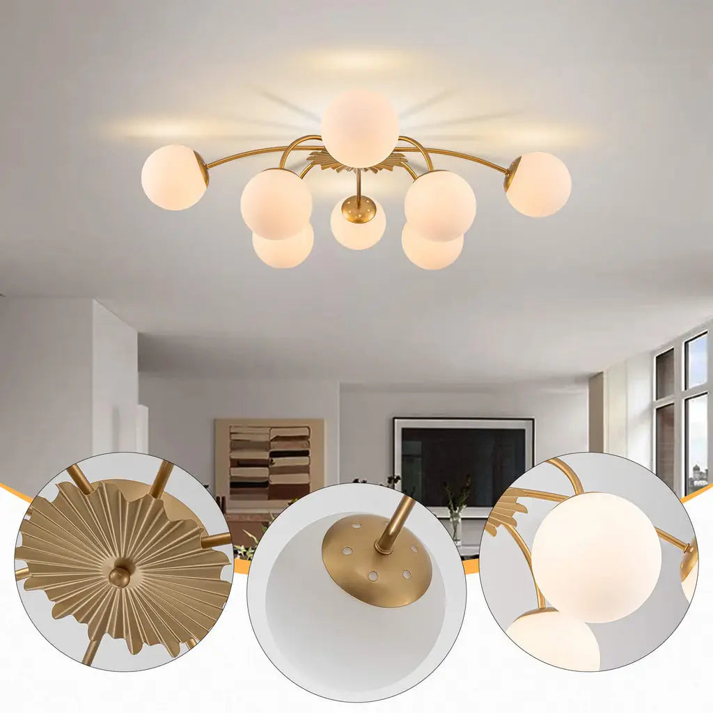 Modern Bubble Globe Semi Flush Mount Ceiling Light Contemporary Glass Ball Chandelier