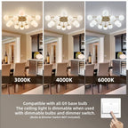 Modern Bubble Globe Semi Flush Mount Ceiling Light Contemporary Glass Ball Chandelier