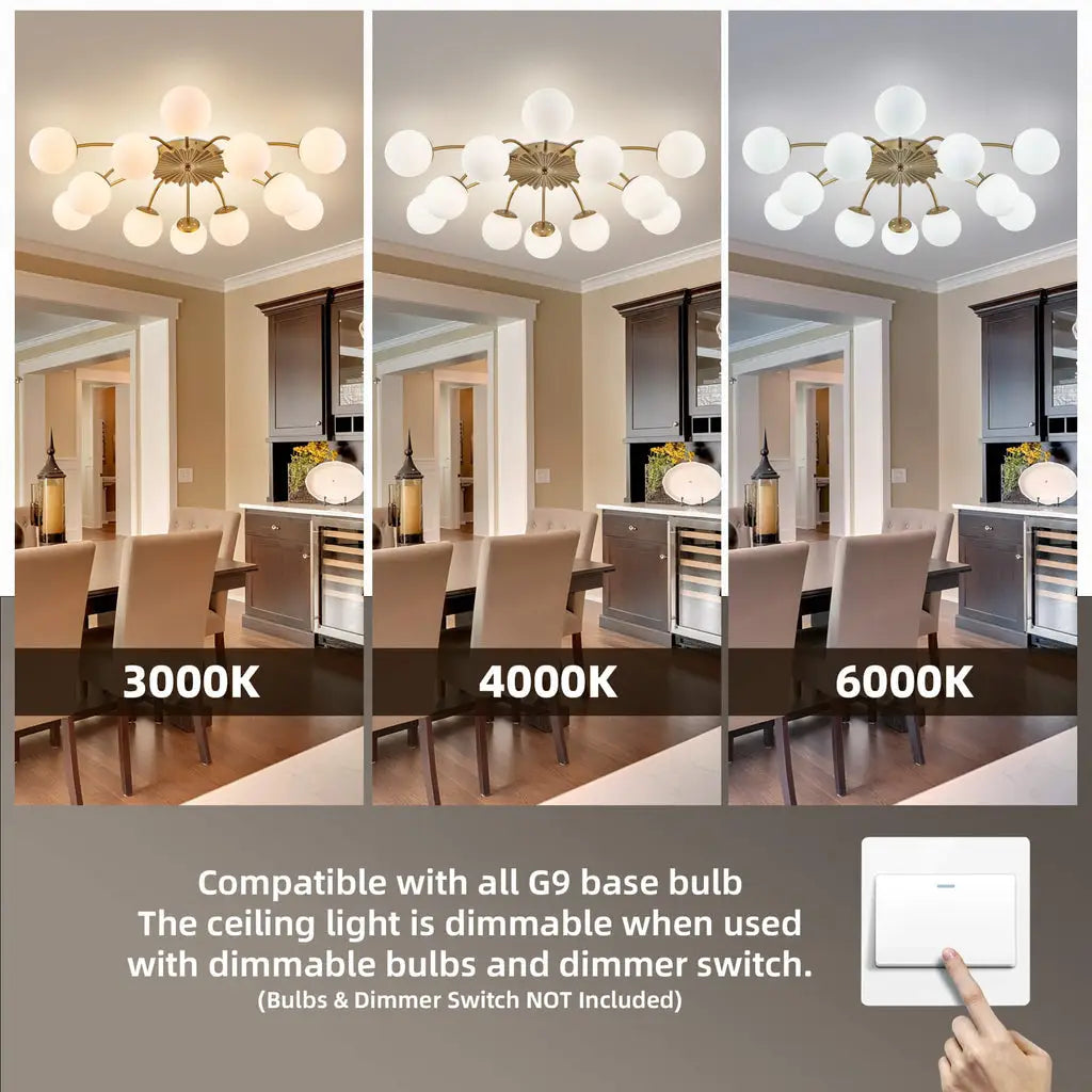 Modern Bubble Globe Semi Flush Mount Ceiling Light Contemporary Glass Ball Chandelier