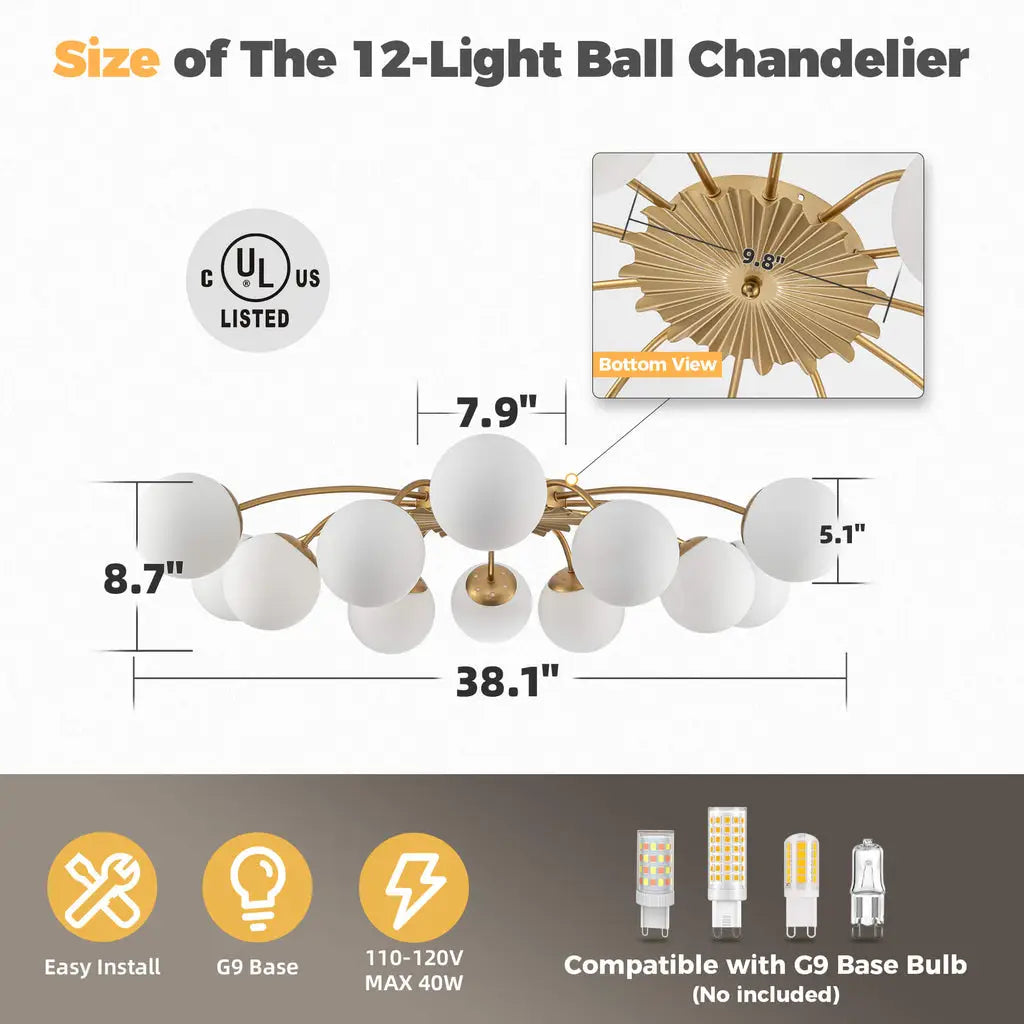 Modern Bubble Globe Semi Flush Mount Ceiling Light Contemporary Glass Ball Chandelier