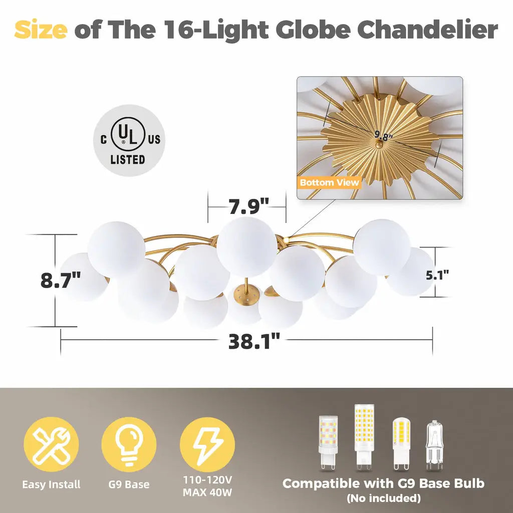 Modern Bubble Globe Semi Flush Mount Ceiling Light Contemporary Glass Ball Chandelier