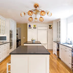 Modern 8/12-Light Amber Glass Bubble Chandelier Semi Flush Sputnik Ceiling Light with Glass Ball Globes