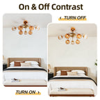 Modern 8/12-Light Amber Glass Bubble Chandelier Semi Flush Sputnik Ceiling Light with Glass Ball Globes
