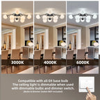 Black Modern 8/12-Light Chandelier Semi Flush Bubble Ceiling Light Sputnik Lights Fixture with Opal White Glass Globes