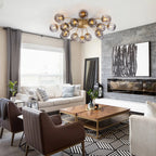 Modern 8/12/16-Light Smoke Gray Bubble Chandelier Semi Flush Sputnik Ceiling Light with Glass Globes