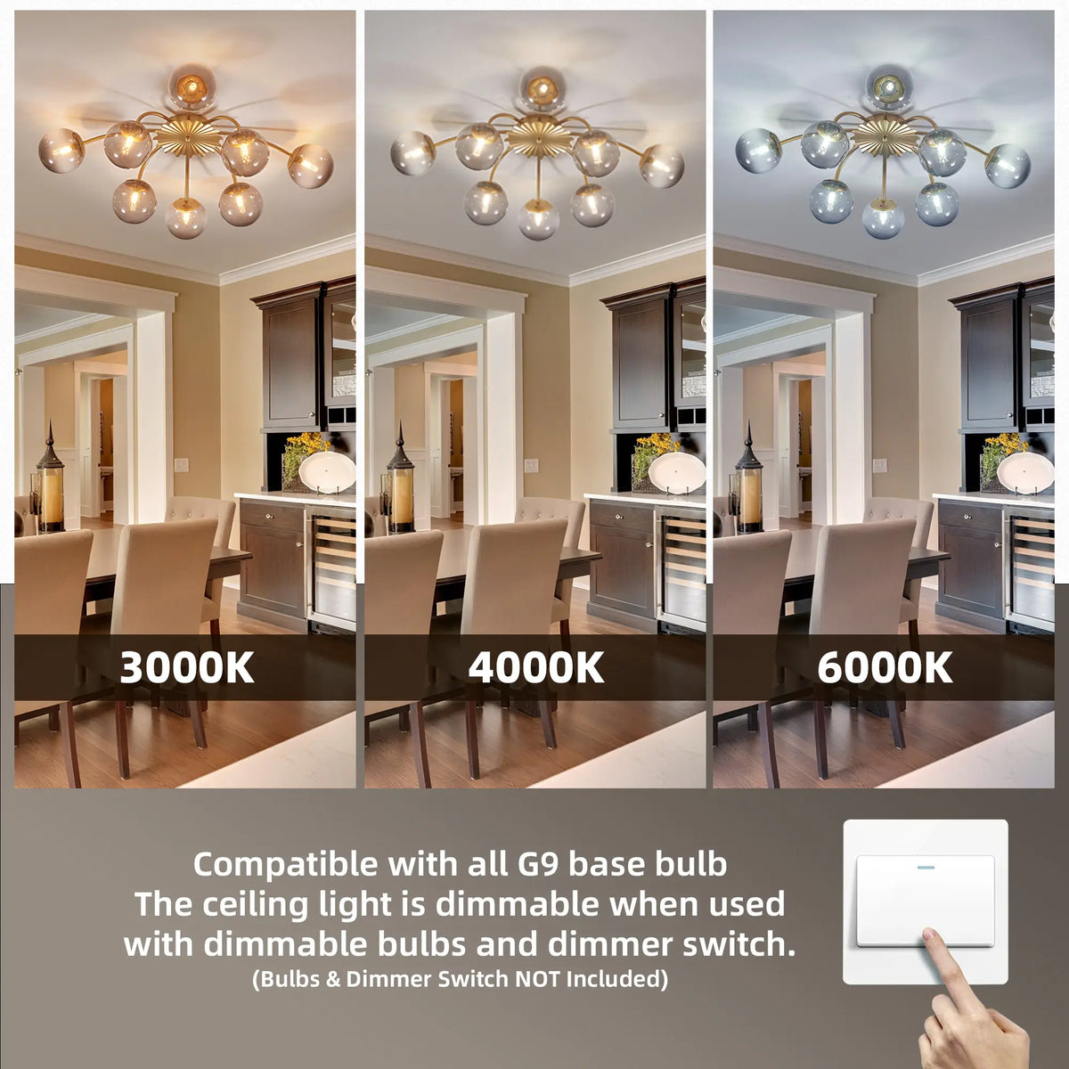Modern 8/12/16-Light Smoke Gray Bubble Chandelier Semi Flush Sputnik Ceiling Light with Glass Globes
