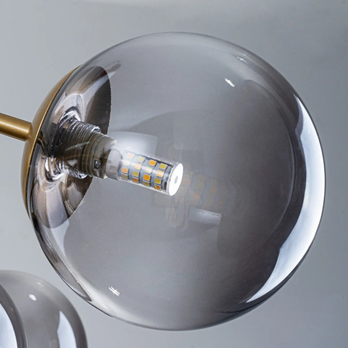 Modern 8/12/16-Light Smoke Gray Bubble Chandelier Semi Flush Sputnik Ceiling Light with Glass Globes
