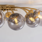 Modern 8/12/16-Light Smoke Gray Bubble Chandelier Semi Flush Sputnik Ceiling Light with Glass Globes