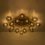 Modern 8/12/16-Light Smoke Gray Bubble Chandelier Semi Flush Sputnik Ceiling Light with Glass Globes