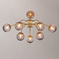 Modern 8/12/16-Light Smoke Gray Bubble Chandelier Semi Flush Sputnik Ceiling Light with Glass Globes