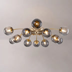 Modern 8/12/16-Light Smoke Gray Bubble Chandelier Semi Flush Sputnik Ceiling Light with Glass Globes