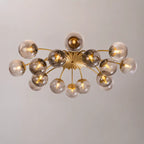 Modern 8/12/16-Light Smoke Gray Bubble Chandelier Semi Flush Sputnik Ceiling Light with Glass Globes