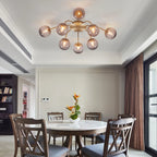 Modern 8/12/16-Light Smoke Gray Bubble Chandelier Semi Flush Sputnik Ceiling Light with Glass Globes