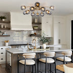 Modern 8/12/16-Light Smoke Gray Bubble Chandelier Semi Flush Sputnik Ceiling Light with Glass Globes