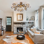 Modern 8/12/16-Light Smoke Gray Bubble Chandelier Semi Flush Sputnik Ceiling Light with Glass Globes