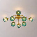 Modern 8/12/16-Light Semi-Flush Mount Ceiling Light Sputnik Lights Fixture with Teal Bubble Glass Globes