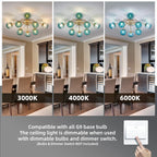 Modern 8/12/16-Light Semi-Flush Mount Ceiling Light Sputnik Lights Fixture with Teal Bubble Glass Globes